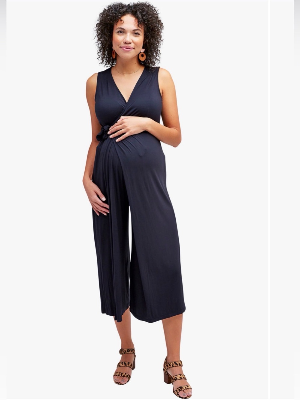 Sleeveless Black Maternity Wrap Jumpsuit